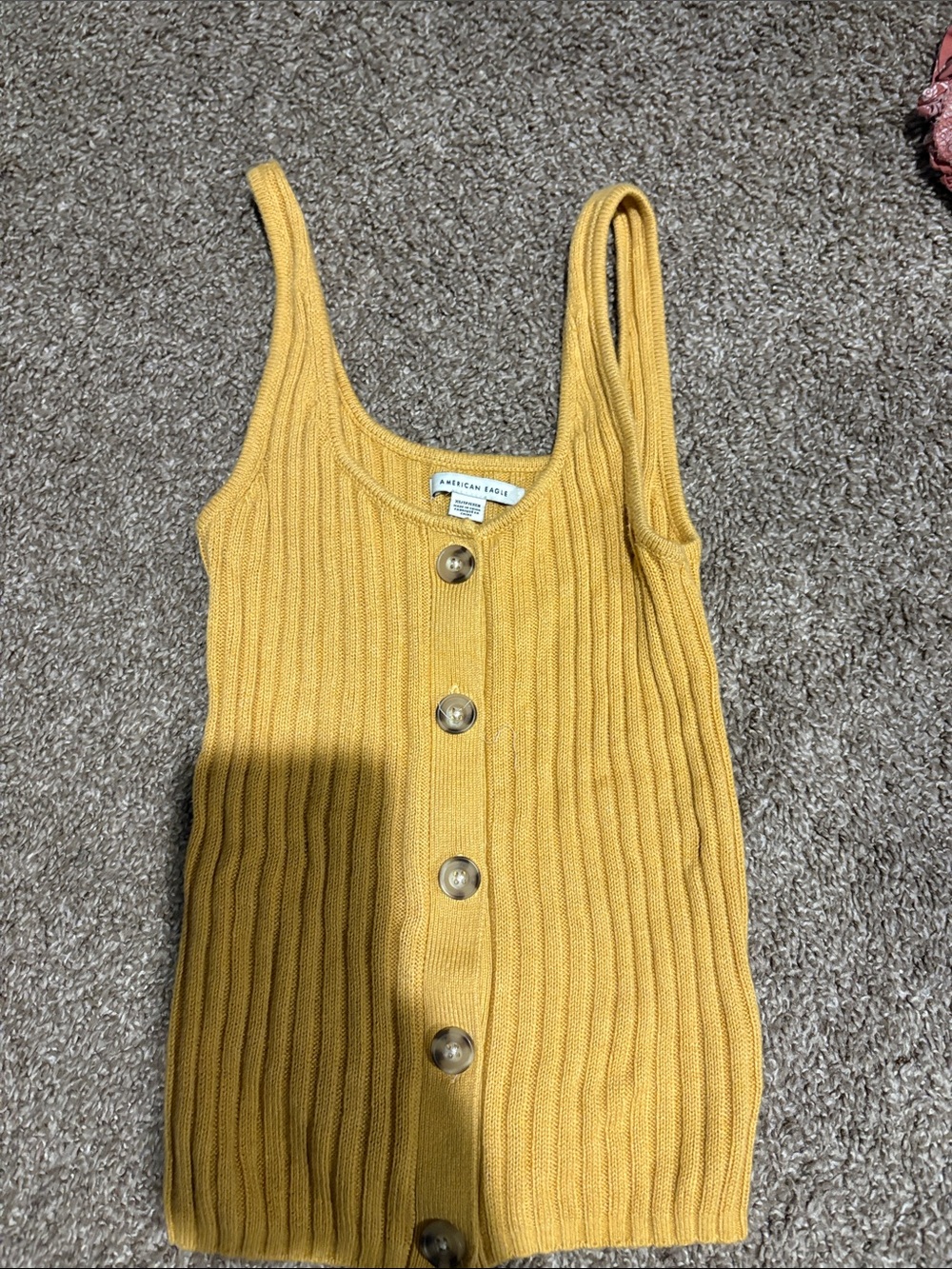 American Eagle Outfitters Mustard Yellow Ribbed Button Tank